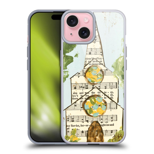 Haley Bush Church Painting Hymnal Page Soft Gel Case for Apple iPhone 15