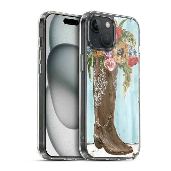 Haley Bush Floral Painting Boot Soft Gel Case for Apple iPhone 15 & MagSafe