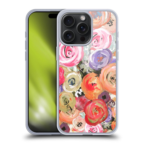 Haley Bush Floral Painting Colorful Soft Gel Case for Apple iPhone 15 Pro Max