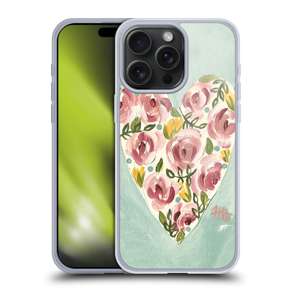 Haley Bush Floral Painting Valentine Heart Soft Gel Case for Apple iPhone 15 Pro Max