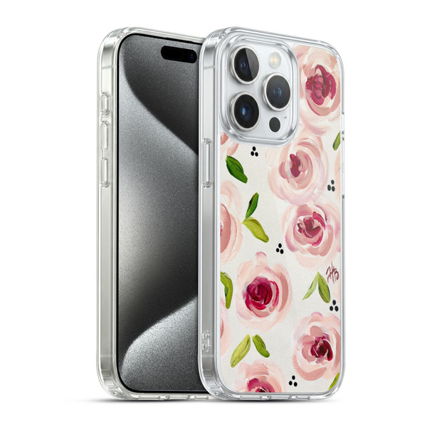 Haley Bush Floral Painting Pink Pattern Soft Gel Case for Apple iPhone 15 Pro & MagSafe