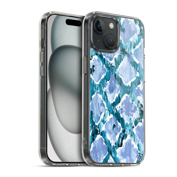 Haley Bush Pattern Painting Blue Diamond Soft Gel Case for Apple iPhone 15 & MagSafe