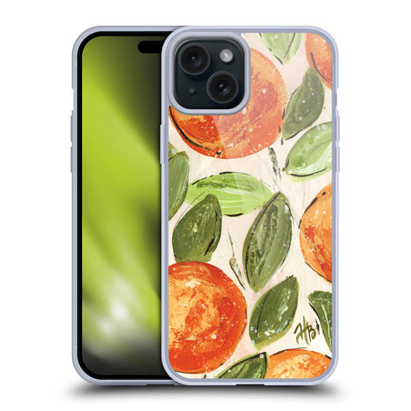 Haley Bush Pattern Painting Orange Splash Soft Gel Case for Apple iPhone 15 Plus