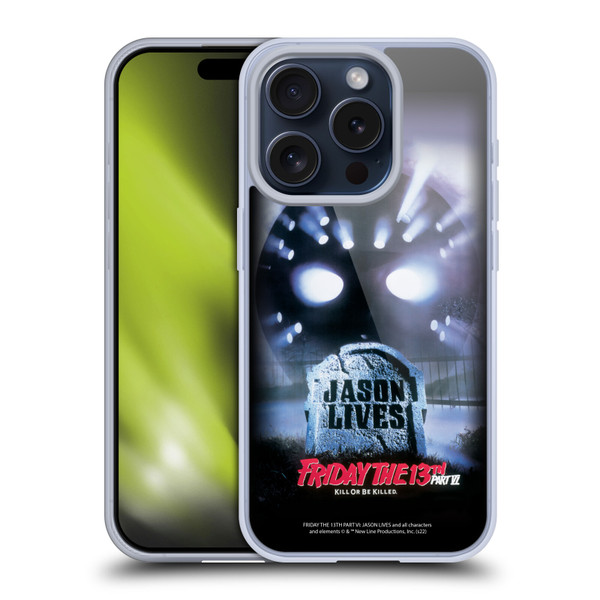 Friday the 13th Part VI Jason Lives Key Art Poster Soft Gel Case for Apple iPhone 15 Pro