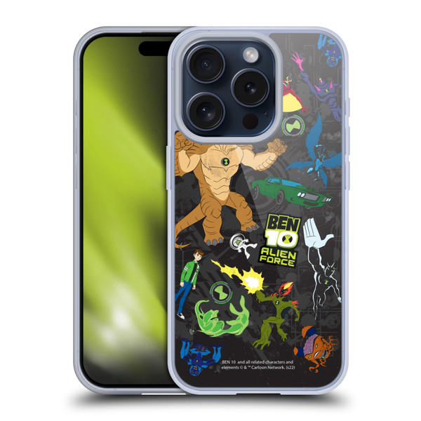 Ben 10: Alien Force Graphics Character Art Soft Gel Case for Apple iPhone 15 Pro