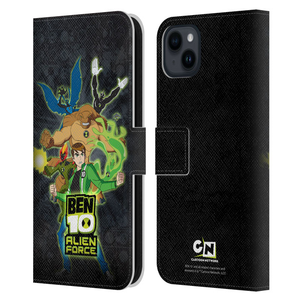 Ben 10: Alien Force Graphics Character Art Leather Book Wallet Case Cover For Apple iPhone 15 Plus