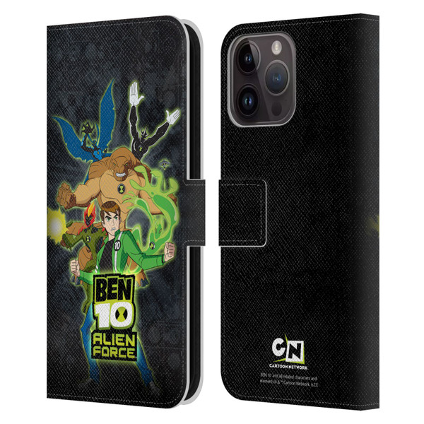 Ben 10: Alien Force Graphics Character Art Leather Book Wallet Case Cover For Apple iPhone 15 Pro Max