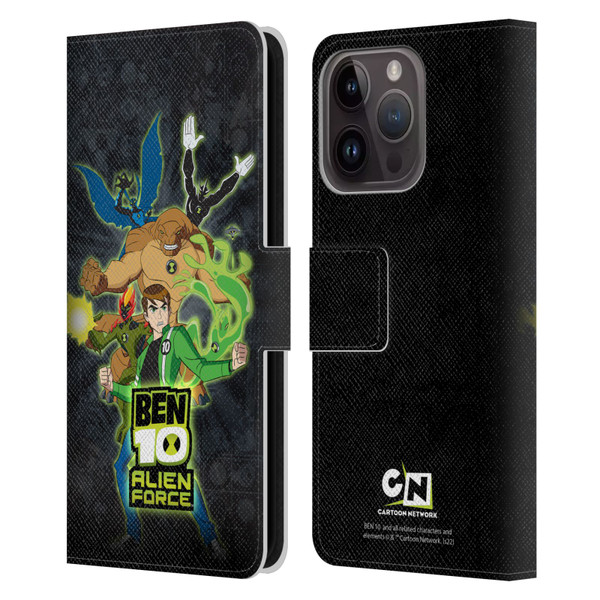 Ben 10: Alien Force Graphics Character Art Leather Book Wallet Case Cover For Apple iPhone 15 Pro