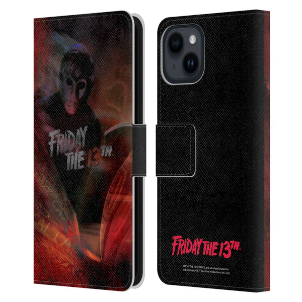 Friday the 13th Part III Key Art Poster Leather Book Wallet Case Cover For Apple iPhone 15