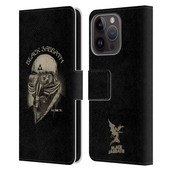 Black Sabbath Key Art US Tour 78 Leather Book Wallet Case Cover For Apple iPhone 15 Pro