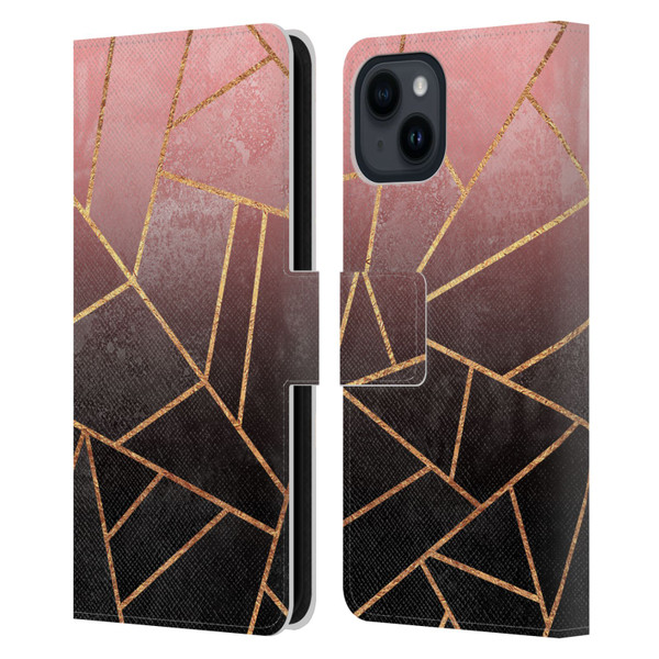 Elisabeth Fredriksson Sparkles Pink And Black Leather Book Wallet Case Cover For Apple iPhone 15