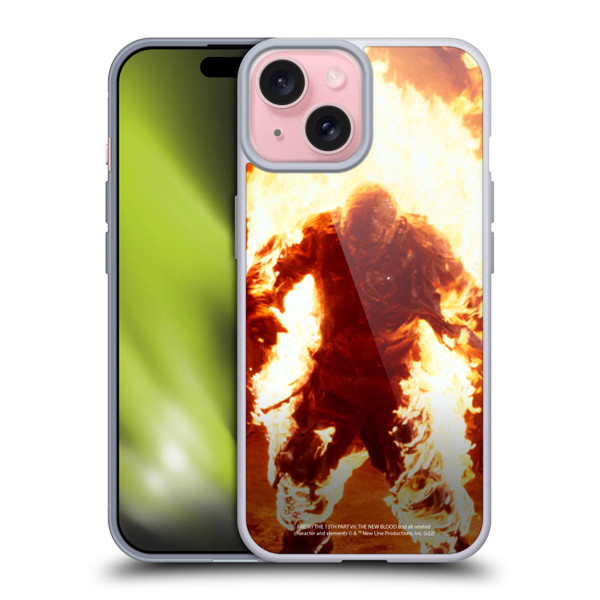 Friday the 13th Part VII The New Blood Graphics Jason Voorhees On Fire Soft Gel Case for Apple iPhone 15