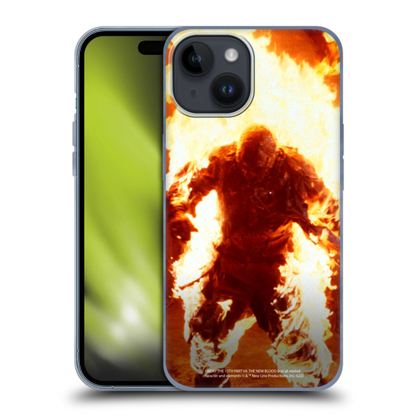 Friday the 13th Part VII The New Blood Graphics Jason Voorhees On Fire Soft Gel Case for Apple iPhone 15