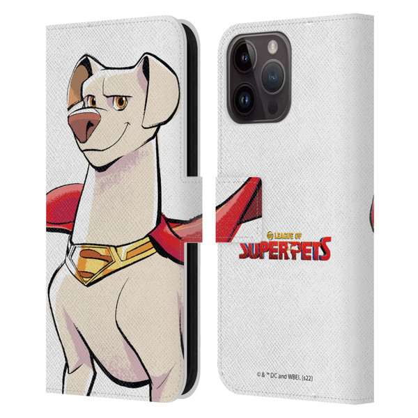 DC League Of Super Pets Graphics Krypto Leather Book Wallet Case Cover For Apple iPhone 15 Pro Max