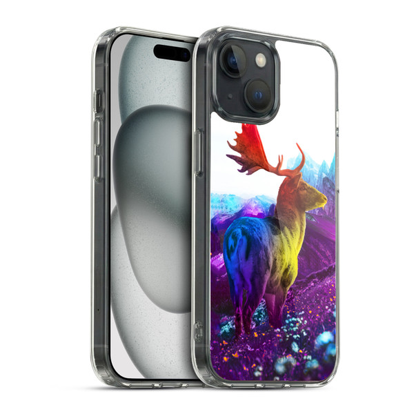 Dave Loblaw Animals Purple Mountain Deer Soft Gel Case for Apple iPhone 15 & MagSafe