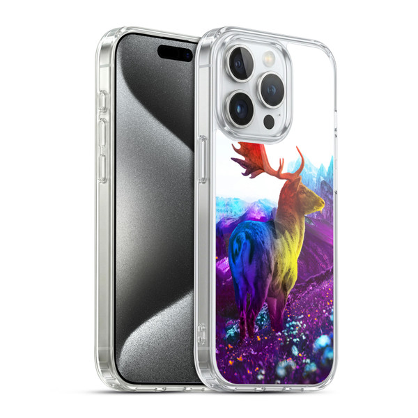Dave Loblaw Animals Purple Mountain Deer Soft Gel Case for Apple iPhone 15 Pro & MagSafe