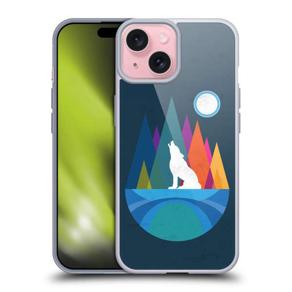 Dave Loblaw Contemporary Art Wolf Mountain With Texture Soft Gel Case for Apple iPhone 15