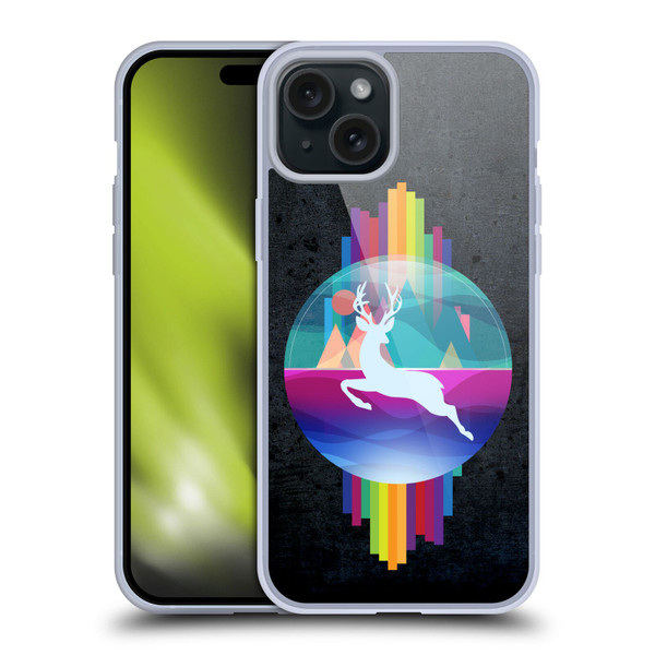 Dave Loblaw Contemporary Art Deer In Dome Soft Gel Case for Apple iPhone 15 Plus
