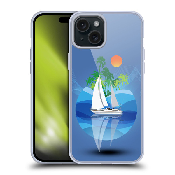 Dave Loblaw Contemporary Art Tropical Waters Soft Gel Case for Apple iPhone 15 Plus