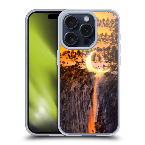 Dave Loblaw Sci-Fi And Surreal Fire Canyon Moon Soft Gel Case for Apple iPhone 15 Pro