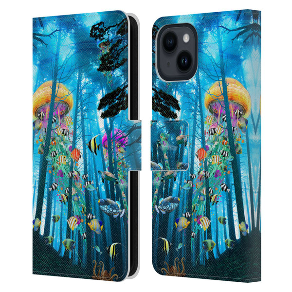 Dave Loblaw Jellyfish Electric Jellyfish In A Mist Leather Book Wallet Case Cover For Apple iPhone 15