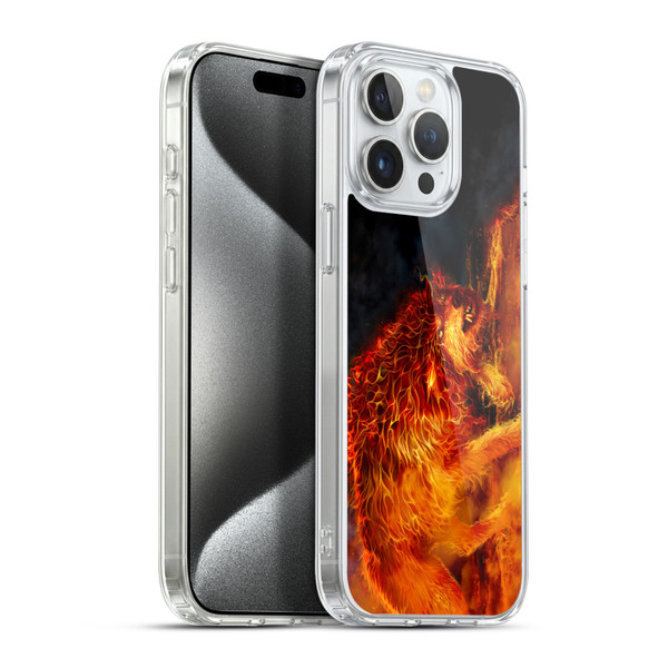 Tom Wood Fire Creatures Wolf Stalker Soft Gel Case for Apple iPhone 15 Pro Max & MagSafe