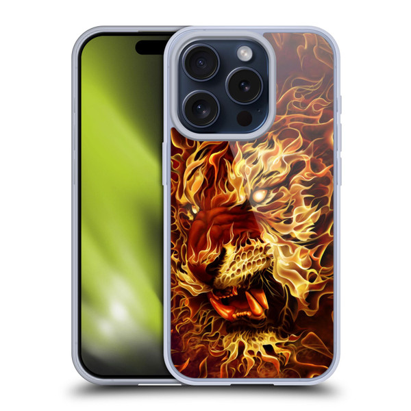 Tom Wood Fire Creatures Tiger Soft Gel Case for Apple iPhone 15 Pro