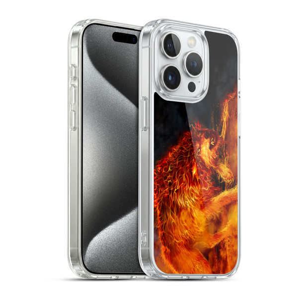 Tom Wood Fire Creatures Wolf Stalker Soft Gel Case for Apple iPhone 15 Pro & MagSafe
