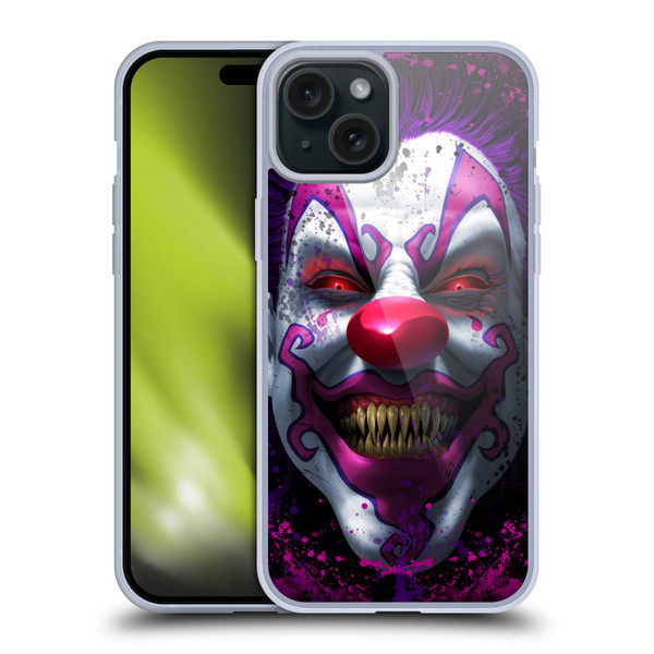 Tom Wood Horror Keep Smiling Clown Soft Gel Case for Apple iPhone 15 Plus