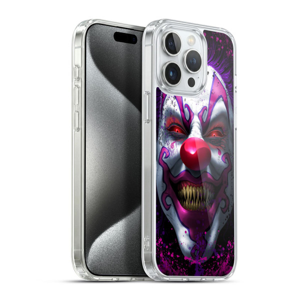 Tom Wood Horror Keep Smiling Clown Soft Gel Case for Apple iPhone 15 Pro Max & MagSafe
