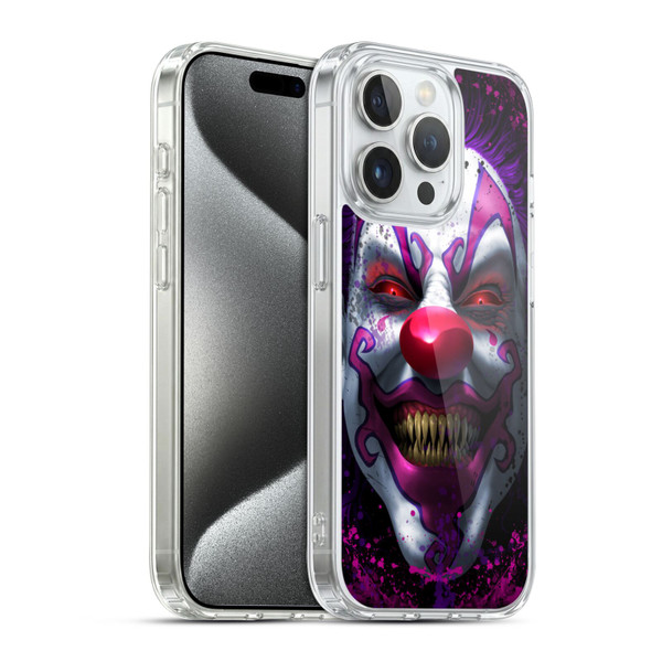 Tom Wood Horror Keep Smiling Clown Soft Gel Case for Apple iPhone 15 Pro & MagSafe