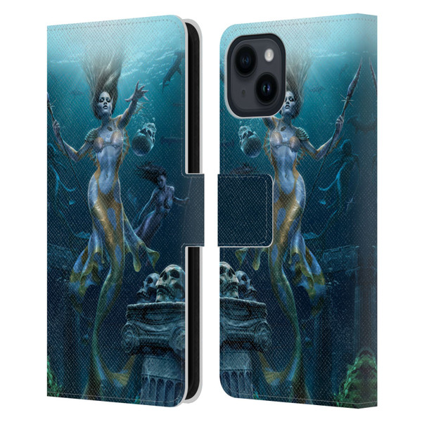 Tom Wood Fantasy Mermaid Hunt Leather Book Wallet Case Cover For Apple iPhone 15