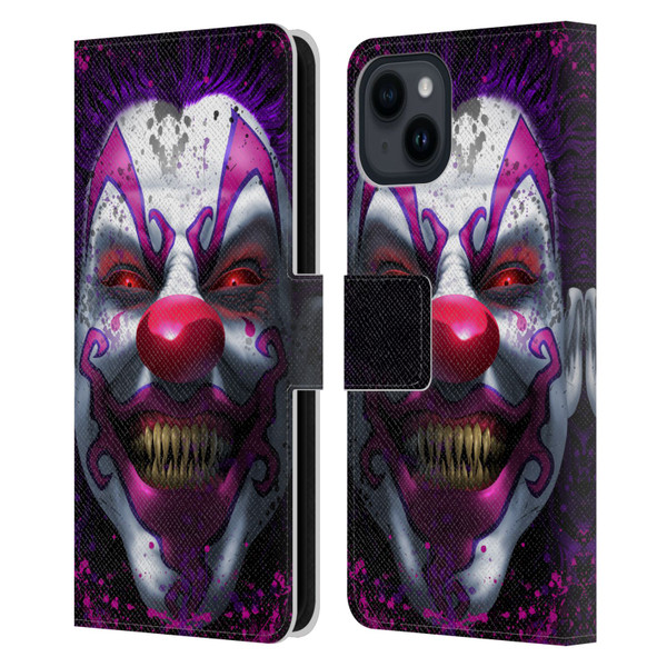 Tom Wood Horror Keep Smiling Clown Leather Book Wallet Case Cover For Apple iPhone 15