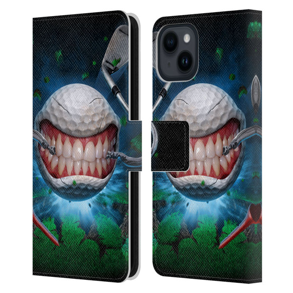 Tom Wood Monsters Golf Ball Leather Book Wallet Case Cover For Apple iPhone 15
