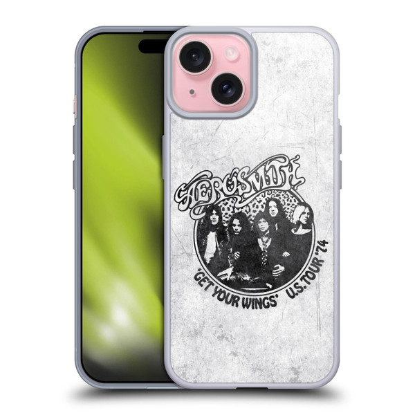 Aerosmith Black And White Get Your Wings US Tour Soft Gel Case for Apple iPhone 15