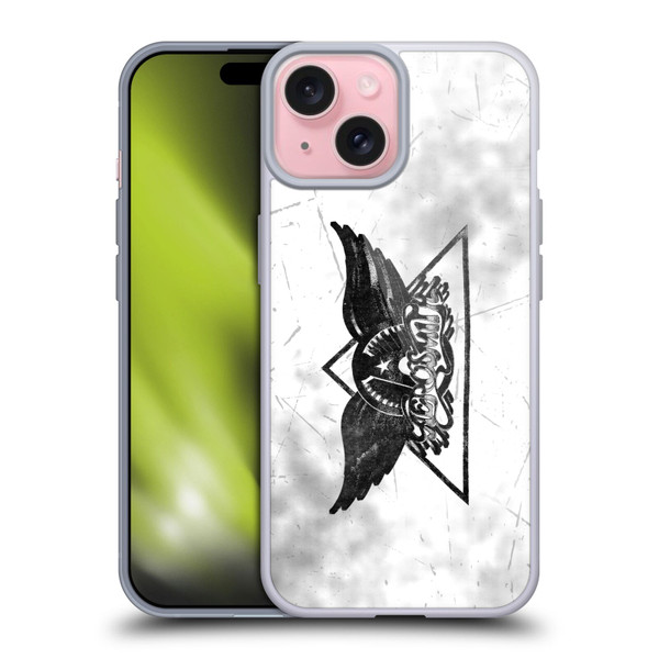 Aerosmith Black And White Triangle Winged Logo Soft Gel Case for Apple iPhone 15