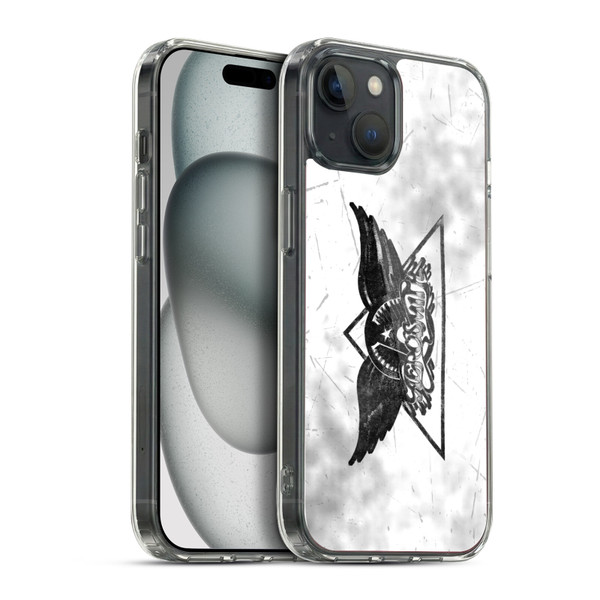 Aerosmith Black And White Triangle Winged Logo Soft Gel Case for Apple iPhone 15 Plus & MagSafe