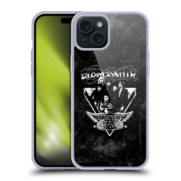 Aerosmith Black And White World Tour Soft Gel Case for Apple iPhone 15 Plus