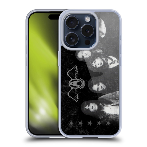 Aerosmith Black And White Vintage Photo Soft Gel Case for Apple iPhone 15 Pro