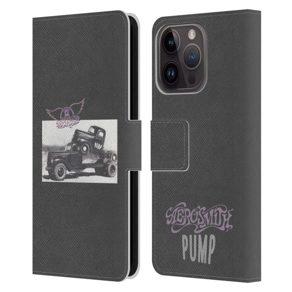 Aerosmith Black And White The Pump Leather Book Wallet Case Cover For Apple iPhone 15 Pro