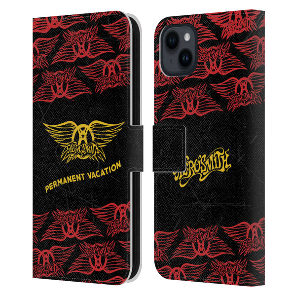Aerosmith Classics Permanent Vacation Leather Book Wallet Case Cover For Apple iPhone 15 Plus