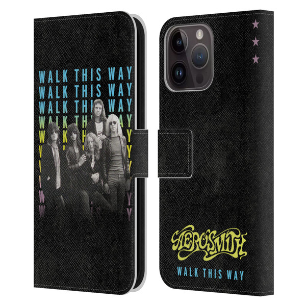 Aerosmith Classics Walk This Way Leather Book Wallet Case Cover For Apple iPhone 15 Pro Max