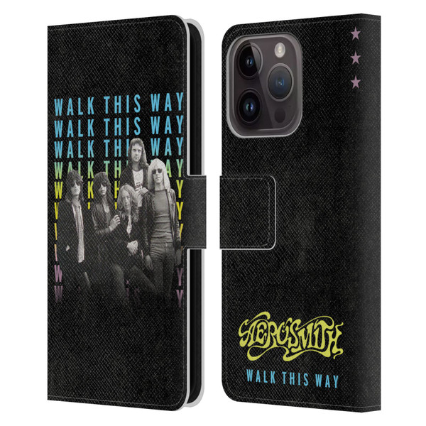 Aerosmith Classics Walk This Way Leather Book Wallet Case Cover For Apple iPhone 15 Pro