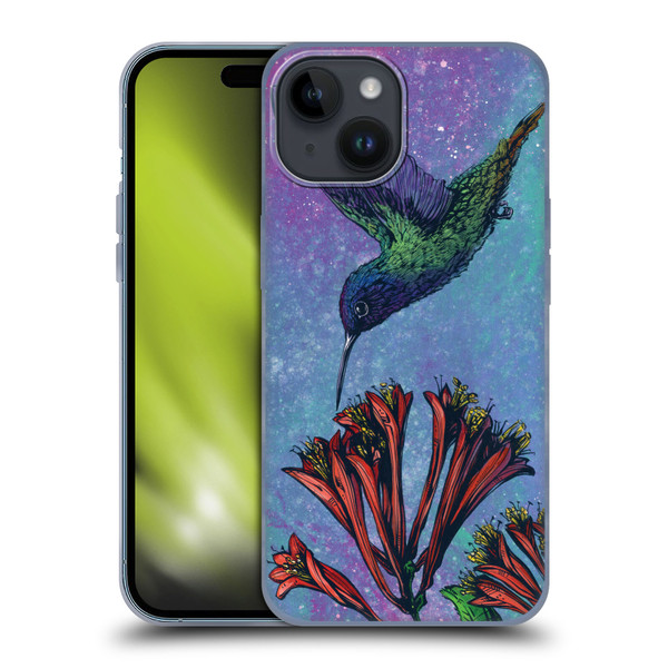 David Lozeau Colourful Grunge The Hummingbird Soft Gel Case for Apple iPhone 15