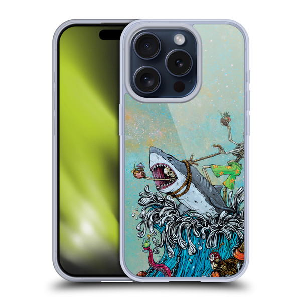 David Lozeau Colourful Art Surfing Soft Gel Case for Apple iPhone 15 Pro