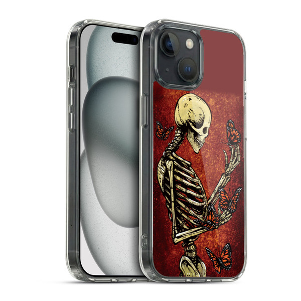 David Lozeau Skeleton Grunge Butterflies Soft Gel Case for Apple iPhone 15 & MagSafe
