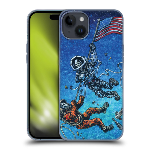 David Lozeau Skeleton Grunge Astronaut Battle Soft Gel Case for Apple iPhone 15 Plus