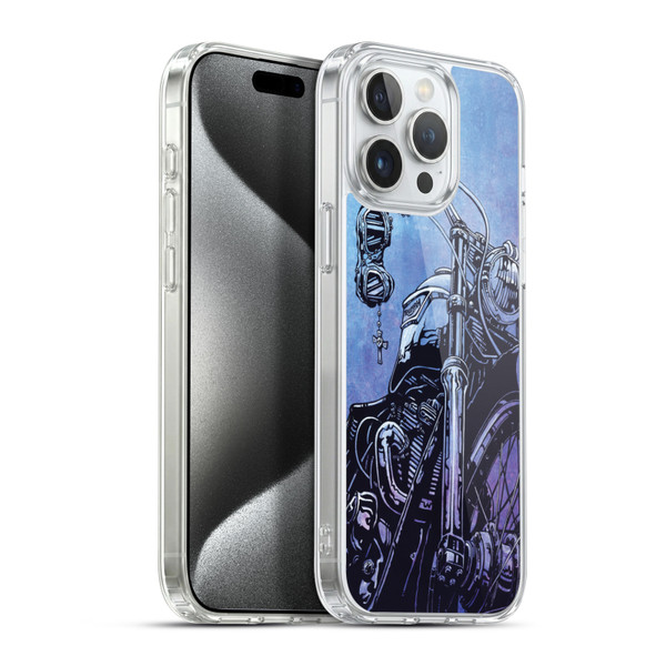 David Lozeau Skeleton Grunge Motorcycle Soft Gel Case for Apple iPhone 15 Pro Max & MagSafe
