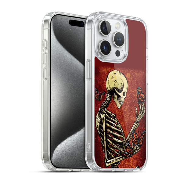 David Lozeau Skeleton Grunge Butterflies Soft Gel Case for Apple iPhone 15 Pro & MagSafe
