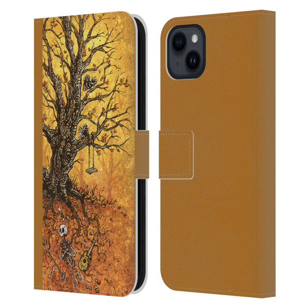 David Lozeau Colourful Art Tree Of Life Leather Book Wallet Case Cover For Apple iPhone 15 Plus